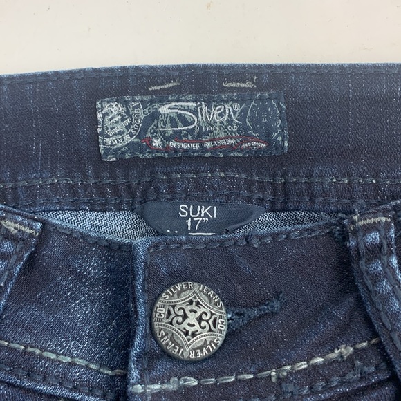 Silver Jeans Suki 17” Straight leg Size 29 Dark wash denim Pocket Bling Stretch - Picture 8 of 16